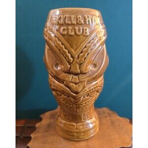 Vintage Jekyll & Hyde Club Maori Headhunter Tiki Mug DW136G 6.75" High 15 Oz Cap
